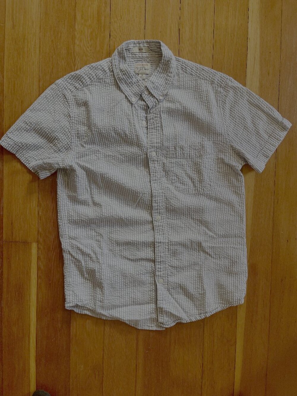 J. Crew pinstripe button-up, 100% organic cotton, small